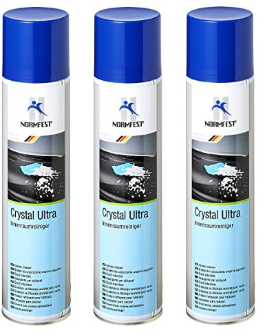 Normfest Crystal Ultra – Innenraumreiniger für Fahrzeuge, entfernt Nikotin, Fett, Staub und Rückstände, schlierenfrei, für Kunststoff, Glas, Textil, Kunstleder und lackierte Flächen, 3X 400ml