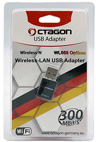 Edision Optima - Adaptador USB WLAN (300 Mbit/s – 2,4 GHz, banda inalámbrica, mini tarjeta WiFi, WiFi 4 estándar (802.11 b/g/n), plug&play dongle para receptor de satélite, IP TV Box, PC de escritorio