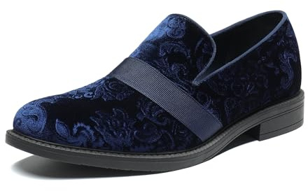 Bruno Marc herrklänning smoking sko slip-on klassiska lackläderloafers, BLÅ, 44 EU