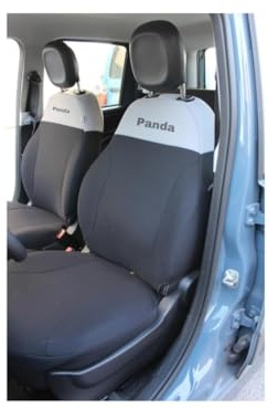 Italfodere - Accessori Auto - Coprisedili Auto Su Misura per Fiat Panda 3ª Serie 2012 in poi - Anteriori - In Cotone - Facile da Installare - Fatti a Mano - Made in Italy - Grigio e Nero