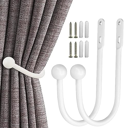 BSITSSS 2 soportes de cortina U para montaje en pared - tratamiento de ventanas blancas (paquete de 2)
