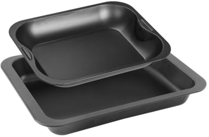 Zenker 9914850 Set med 2 rektangulära ugnsrätter, ugnsform, gratinform, lasagneform, stål, 37 x 27 x 5 cm