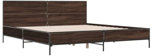 vidaXL Sängram brun ek 200x200 cm konstruerat trä och metall