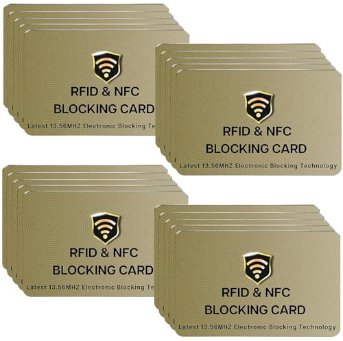 SAITECH IT RFID Blocking Card, 20 Pack Premium Contactless NFC Debit Credit Card Passport Shield Protector Blocker Set for Men & Women, Smart Slim Design Perfectly for Wallet/Purse - Golden