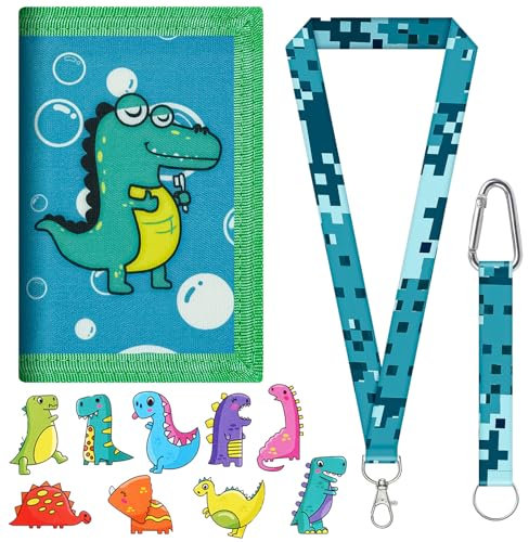 Cartera Infantil De Lona para Niños - Monedero con Billetera De Dibujos Animados y Etiqueta Engomada