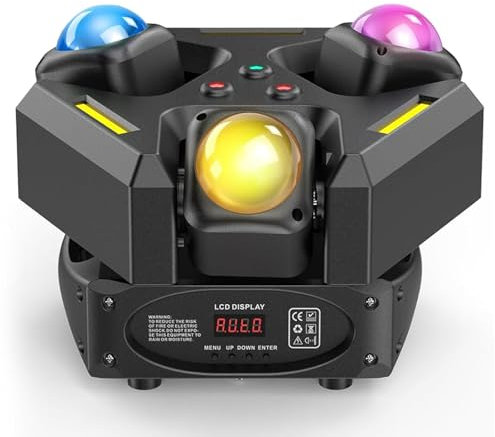 Moving Head DJ Lights con RGBW 9×10W LED – Luz de Escenario Giratoria de Doble Eje con DMX, Activación por Sonido, Estroboscopio, Efecto Estrella & Regulación para Fiesta, Boda, Club & Live Shows