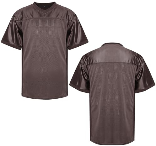 MESOSPERO Blank Football Jerseys for Men,Mesh Polyester Plain Football Shirt Pullover Sports Clothing Black White Grey Yellow(#Blank Brown,Medium)