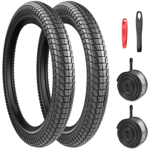 Juego de 2 neumáticos de bicicleta plegables de 20 pulgadas, 20x1,95/2,1/2,25, con 2 cámaras de aire 50/53/57-406 para MTB/BMX