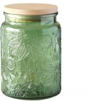 ZhouZGlass Vintage Glass Jar with Lids, 700ml Airtight Glass Storage Jar, Colored Mason Jars for Kitchen Decorative Jar for Coffee Tea Candy Cookies, Cute Jars(Green)