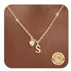 Maynor Gold Necklace for Women 18K Gold Plated Initial Necklace with 5A Cubic Zirconia Heart Pendant Charm A–Z Monogram,Name Letter Jewellery Birthday Gift for Girls Wife Mom