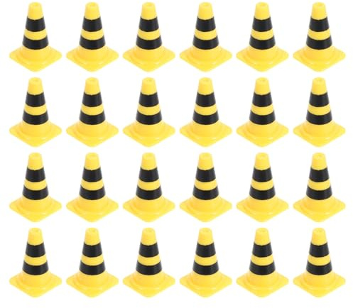 FIXOSHEE 30pcs Traffic Scene Roadblocks Miniature Construction Cones and Traffic Signs Set for Pretend Play Educational for Cognitive Development and Safety Learning in Homes and Schools
