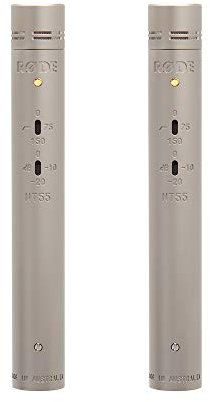 RØDE NT55 (Matched Pair) Micrófono de condensador de pequeño diafragma versátil RØDE NT55 de ½ (par coincidente) con patrón polar ajustable (cardioide y omnidireccional), atenuador y filtro paso alto para producción musical y grabación de instrumentos