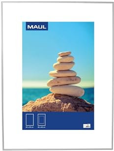 MAUL marco 60x80 cm MAULdesign | Marco de fotos de aluminio para colgar en formato horizontal y vertical | Elegante marco fotos con incrustación paspartú | Ideal para fotos y cuadros | Plata