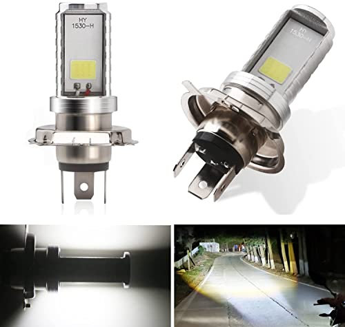 Keiurot H4 Headlight Bulbs Motorcycle HS1 HB2 9003 LED Headlight Bulb For Motorcycle Headlights High and Low Hi/Lo Beam 9-80V 12W White, Pack of 2