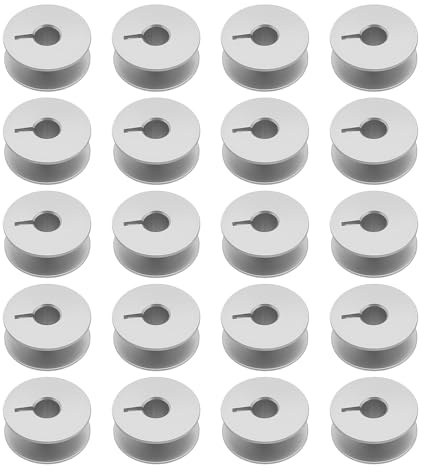 OTOTEC 20 bobinas de Metal ranuradas de aleación de Aluminio para máquina de Coser, Compatible con Modelos de Costura Pfaff domésticos e industriales, 21 x 8,8 mm