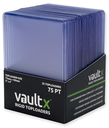 Vault X Toploaders 75pt, Trading Cards, Premium Extra Thick, 3 x 4 Seamless Rigid Card Holders, Hard Sleeves, Clear Protection for Collectible Card Games, Sports, TCG (25 Pack)