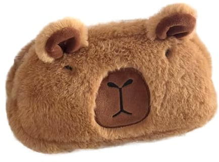 Plush Capybara Pencil Pouch – Plush Capybara Pen Bag, 3D Animal Pencil Pouch, Soft, Cute Stationery Storage, Cartoon Pen Bag Box for School Supplies, for Kids, Fun Functional Capybara Desig