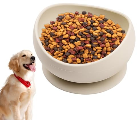 Cuenco para Mascotas de Silicona - Platos para con Bigotes Sin Rozar - Cuenco con Ventosas y Bordes Elevados Antiderrame para Comida y Bebida de Perros