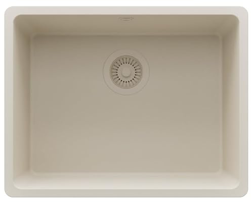 PRIMAGRAN Fregadero bajo Encimera Todo Beige 56x44cm, Cocina 1 Seno + Sifón, Granito al Mueble 60cm - Venecia Easy S070