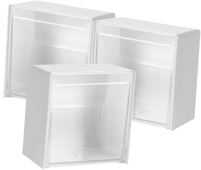 Sewroro Set 3 Scatole Porta Cotton Fioc da Parete in Bianca Organizer Bagno Salvaspazio per Dischetti di Cotone e Piccoli Oggetti Dispenser Porta Batuffoli di Cotone per Zona Lavabo