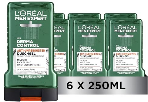 L'Oréal Men Expert Duschgel und Shampoo für Männer, Duschbad zur Reinigung von Körper, Haar und Gesicht, Herren Körperpflege für langanhaltende Frische mit Taurin, Hydra Energy, 6x250 ml