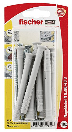 Fischer Nageldübel N S SBKarte, 10 Stück, 8 x 80 / 40 mm, 52252