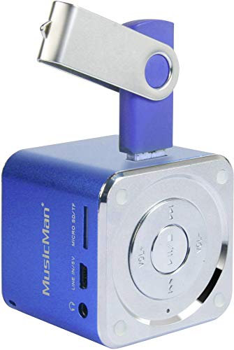 MusicMan Tragbare tragbare Mini Soundstation – MP3-Wiedergabegerät, USB, MicroSD-Speicherkarte, wiederaufladbare 5-Stunden-Batterie – Ideal für Reisen (Azul)