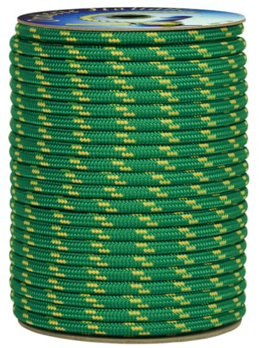 006006336 Treccia corit verde, 8 mm - 30 mt, Corda intrecciata multiuso resistente ai raggi U.V. e all'abrasione, per attività all'aperto, giardino, mare, guinzagli e fai da te, rottura 700 kg