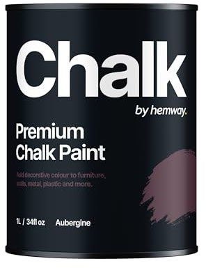 Hemway - Premium Chalk Paint - Aubergine Purple 1 L | Chalky Matt Shabby Chic Finish for Interior Furniture & Walls | Quick Dry & 1 Coat