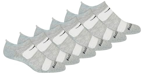 Saucony Men's RunDry Mesh Ventilating Comfort Fit Performance Tab Socks, Available in M-XL (6, 12 Pairs), Grey (6 Pairs), Large