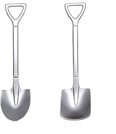 Cuillères à Latte Cuillère de pelle à pelle en acier inoxydable 2 pack Cuillère de dessert Creative Western Food Spoon Cuillères de café, petites cuillères pour dessert Fournitures de fête répartir la
