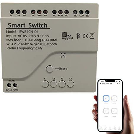 Newgoal Modulo interruttore relè Smart WiFi a 4 canali USB 5V/AC85V-250V, supporto controllo Bluetooth, telecomando app eWeLink, per Alexa Google Home