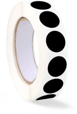 Jeffdad Aufkleber Rund 13mm, 1000 Stück Weiße Punktaufkleber Wasserfeste Kreisförmige Aufkleber Weiß Selbstklebend Rolle Kleine Klebepunkte Etiketten Für Büro Einzelhandel Zuhause (Schwarz)