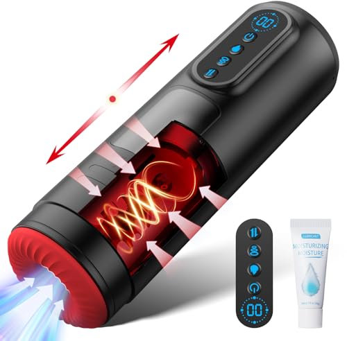 Masturbieren für Männer Masturbator, Sex Spielzeug für die Männer mit 9 Teleskopfunktion & Saugmodi & Vibration, Taschenmuschi Blowjob Masturbatoren, 3D Realistisch Vagina Heizung LCD Display Sex Toys