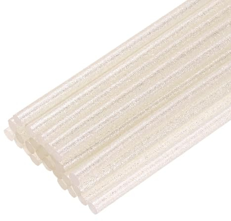 QUARKZMAN 30Pz Stick Colla a Caldo Mini per Pistola per Colla, 8 x 0.28 Colla a Caldo Bastoncini Piccoli Ricariche per Lavori Artistici Fai Da Te, Bianco Trasparente Glitteratoato