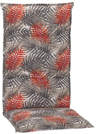 Beo® Barcelona Hochlehner Gartenstuhlauflagen | Waschbar | Made in EU | Öko-Tex Standard | Atmungsaktiv | UV-beständig | Sitzkissen Outdoor für optimalen Komfort | Palmenblatt-Design