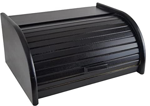 PEEWIT Portapane in legno grande nero 40 x 29 x 18 cm contenitore per pane