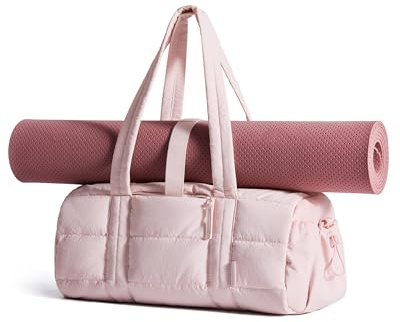 bagsmart Reiki Bolsa de Deporte Mujer Bolsa de Deporte para Esteras de Yoga con Compartimento Mojado y Seco 18L Acolchado Bolsa de Deporte para Fin de Semana/Natación Rosa