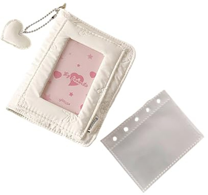 Organizadores de álbumes de fotos en miniatura de 7,6 cm con página extraíble y 5 anillos para almacenamiento de fotos, carpeta de colección de libros, reutilizable, página de inserción de álbumes de