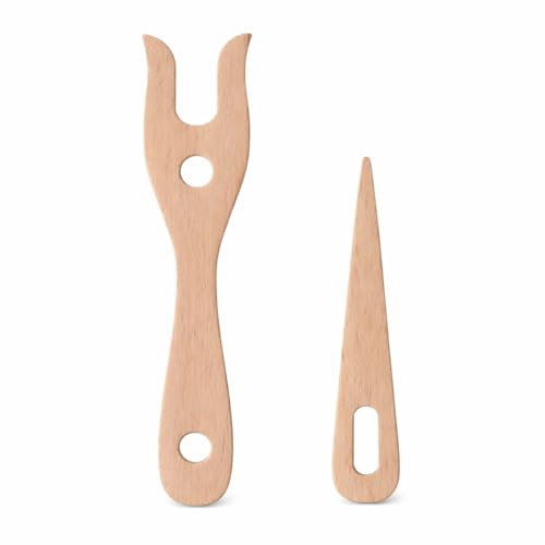 Tenedor de tejer de 2 piezas - tricotar - tenedor de tejer para niños - Herramientas de tejer de madera Tenedor de tejer - Tenedor de tejer hecho a mano - Herramientas de tejer DIY para trenzar y