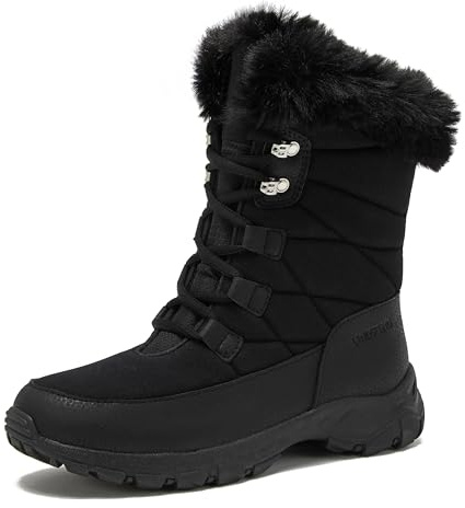 Lands' End Expedition Max Waterproof Insulated Womens Snow Boots, Winter Boots for Women, Medium or Wide Width Sizes 6 to 11, Black, Brown, Blue, White or Grey Winter Shoes - Black, 6.5 Medium