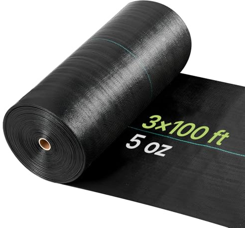VEVOR Rotolo Telo Pacciamante Anti Erbe Infestanti 0,9 x 30,5 m, Tessuto Anti Erbacce da Giardino 168 g/m² in Polipropilene, Barriera Telo Pacciamante per Prato Serra Tessuto Anti Erbacce, Nero