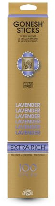 Gonesh - Extra Rich Scented Incense Sticks - Non-Toxic 10” Slow Burn Aromatic Sticks - Lavender - 100 Pack