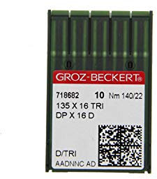 GROZ-BECKERT 10er Packung Leder-Nähnadeln 135x16 TRI mit Rundkolben und Schneidspitze für Industrienähmaschinen (Nm. 140/22)