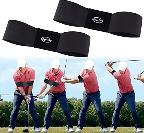 Jeantet Sport Golf Swing Armband Trainer Aid Grip Secret Arm Band Trainer Value 2 Pack, Golf Training Aids Professional Motion Posture Correction For Men Women Kids (2 Pack Golf Swing Band-Black)