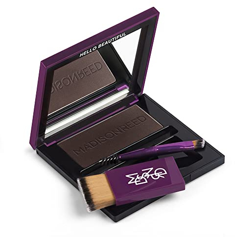 Madison Reed Polvo de retoque de raíz + relleno de cejas, color marrón oscuro Ombra, cobertura instantánea de canas, oculta las raíces y rellena las cejas, para líneas capilares y adelgazamiento del