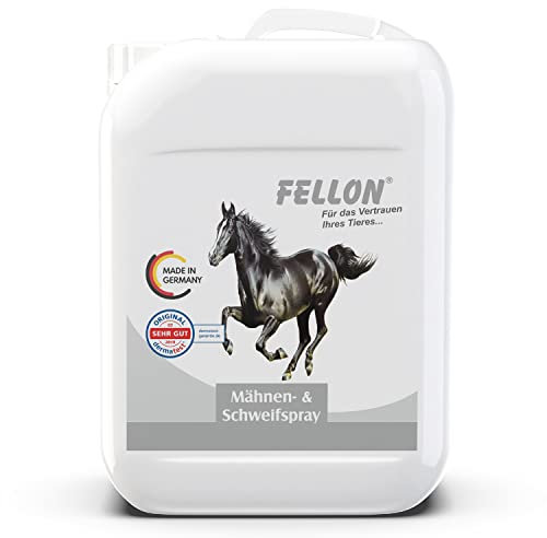 Fellon Schweifspray/Mähnenspray - sanfte Kämmhilfe für Pferde, gegen Verfilzung - pH-neutral, natürlich, nachhaltig, rückfettend - Pferdepflege mit der Kraft der Natur - 10 Liter Kanister
