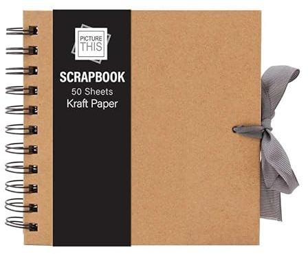 MantraRaj Small Scrapbook 50 Kraft Paper Scrap Book DIY Scrapbooking Instax Mini Photo Journal Album Perfect Photo Book for Wedding, Anniversary, Birthday, Travel, Friends, Baby, Gift (Small, Brown)