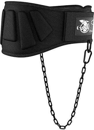 Oujiushark Dip Belt with Adjustable Chain, Heavy Duty Pull up Belt with Velcro Locking for Strength Training, Weighted Belt for Men and Women (Small 28-33 Around Navel)