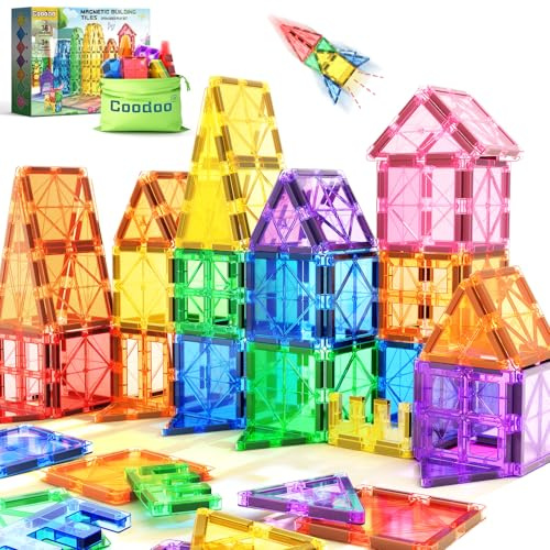 Coodoo Magnéticos de Construcción para Niños de 3 y 4, Bloques Magnéticos para niños pequeños, Juguetes de Construcción sensoriales Montessori para Exteriores para niños y niñas de más de 3 años